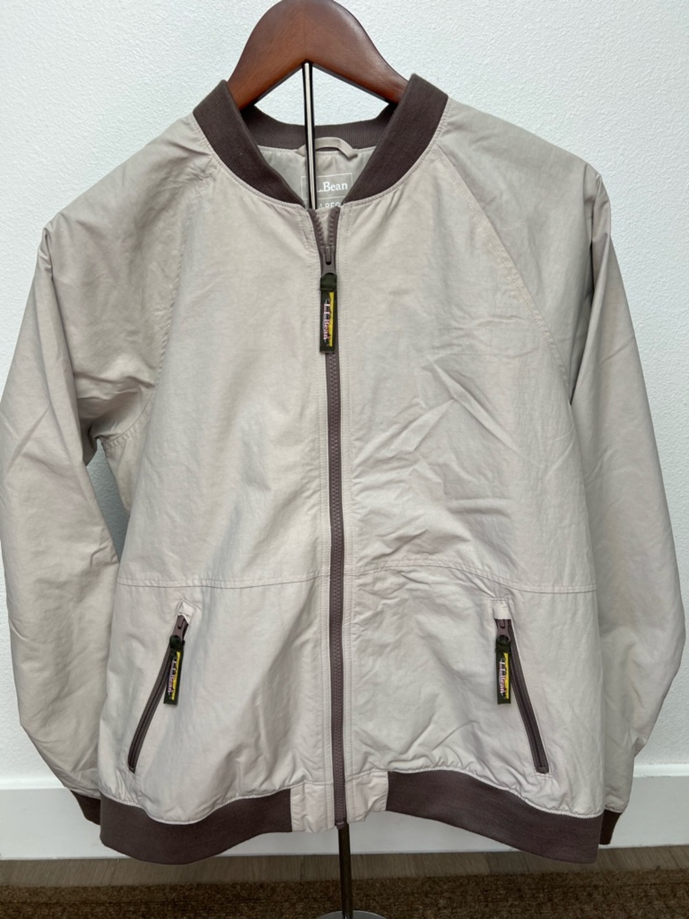 LL Bean 3 Season Bomber Jacket Medium Gray Slightly Fitted Water Resistant